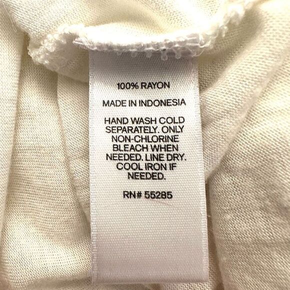 Express Scoop Neck 3/4 Sleeves Drop Shoulder Rayon Hi-Low Hem White Tunic Large - Picture 4 of 4